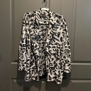 NIC + ZOE Faux-Fur Leopard Print Open Coat-Size Small